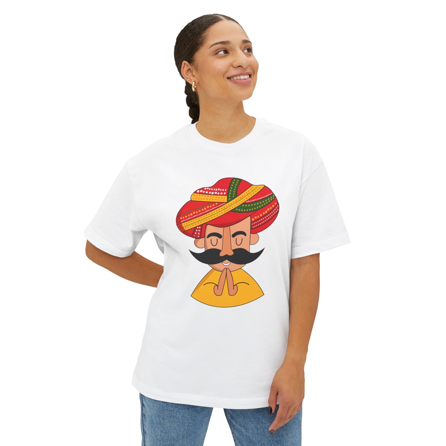 Rajasthani Culture Boxy Tee, Unisex Oversized T-Shirt, Bohemian Style Shirt, Casual Wear, Gift for Travelers, Festival Apparel