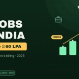 Illustration showing AI Jobs in India 2026 with salary range from ₹6 LPA to ₹60 LPA, hiring growth chart, and top AI career opportunities including machine learning, generative AI, and data science.