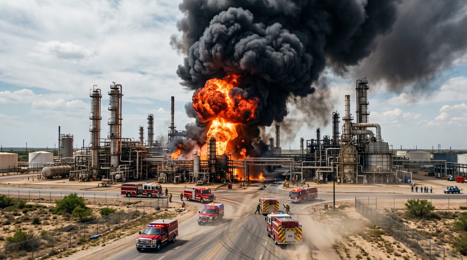 Valero Port Arthur refinery explosion Texas 2026 — large industrial fire