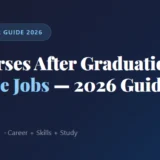A graduation student researching best courses after graduation on a laptop in 2026