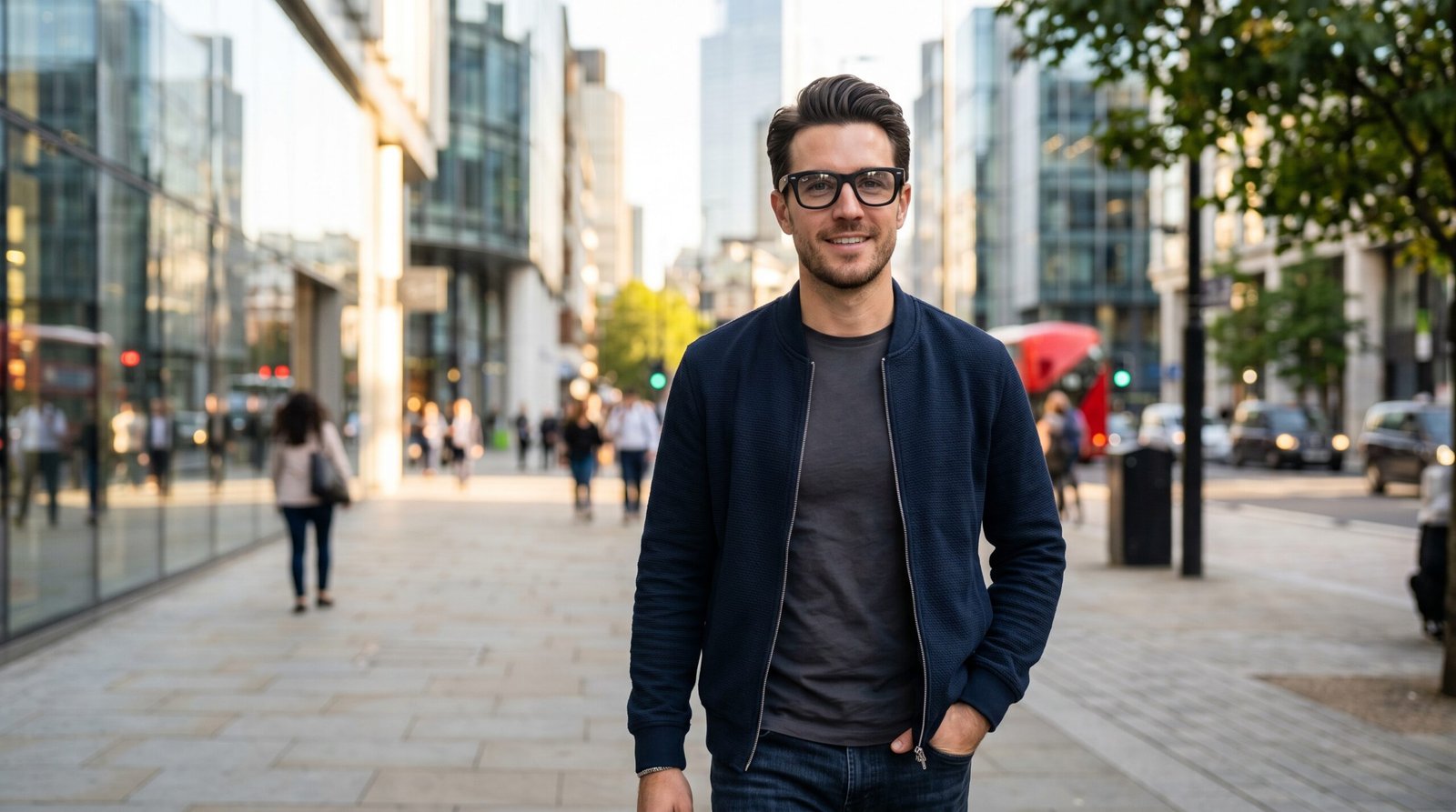 Stylish man wearing Ray-Ban Meta Gen 2 smart AI glasses outdoors 2025 review