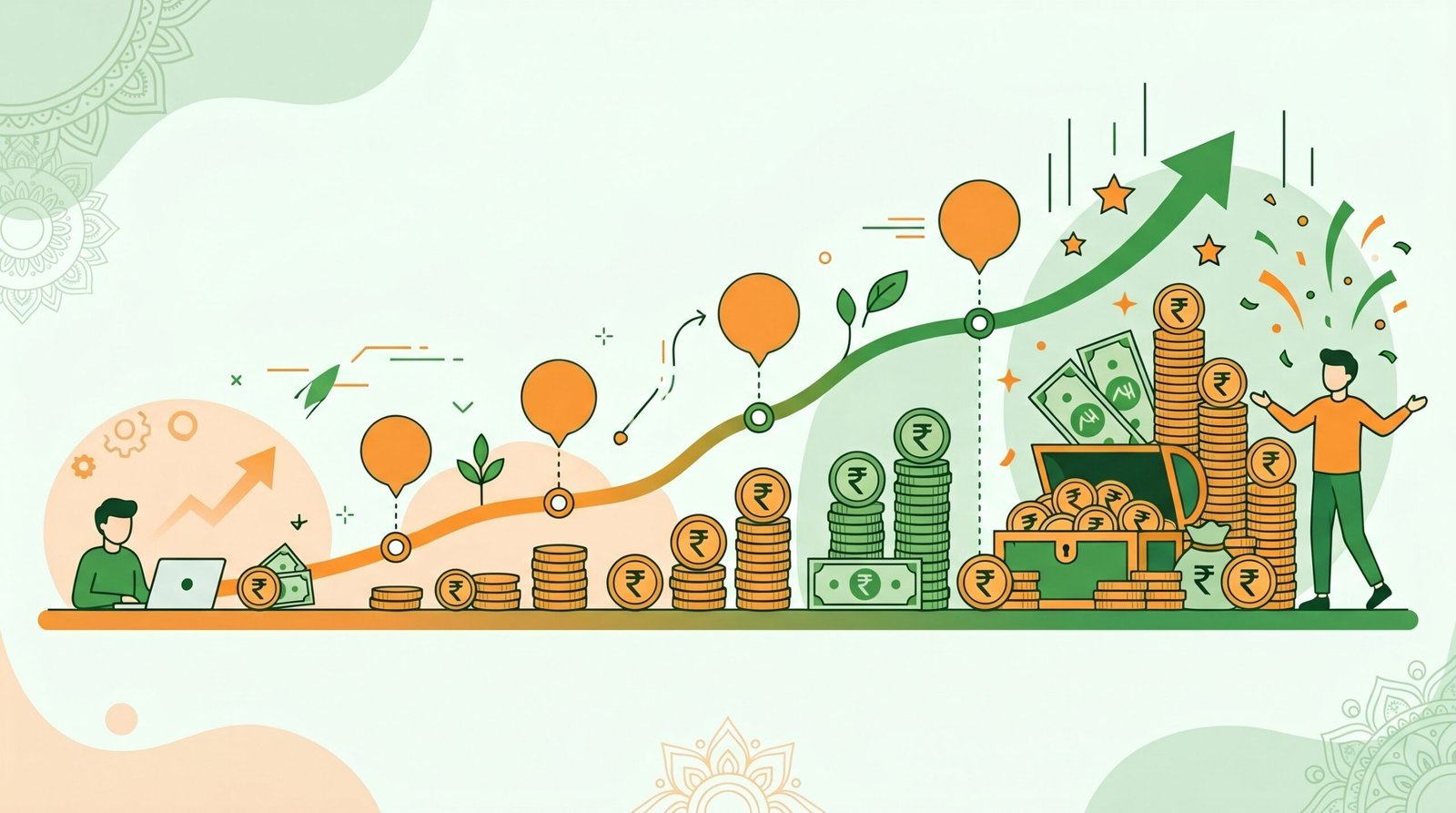Realistic earnings timeline Day 1 vs Day 30 for online work India — milestone comparison chart