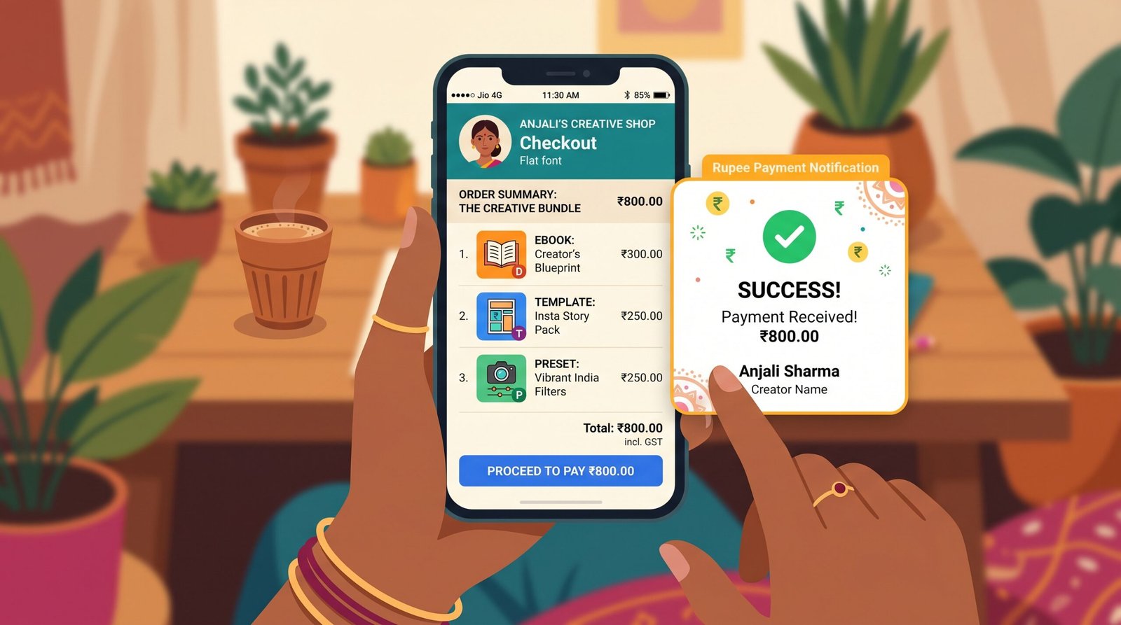 Digital products sell karo Instagram se Instamojo Gumroad India