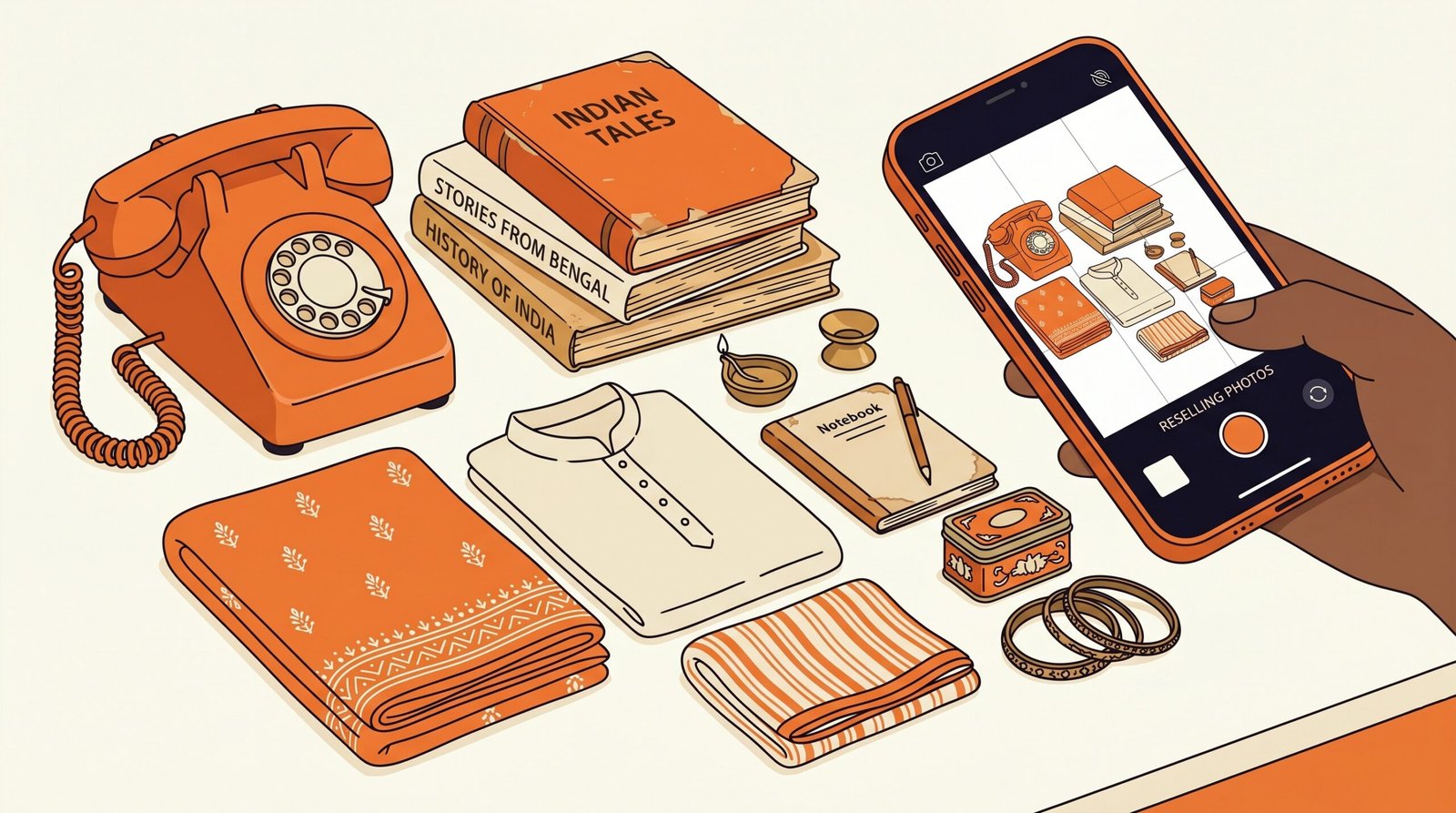 Sell unused items on OLX and Facebook Marketplace India — household items arranged for resale