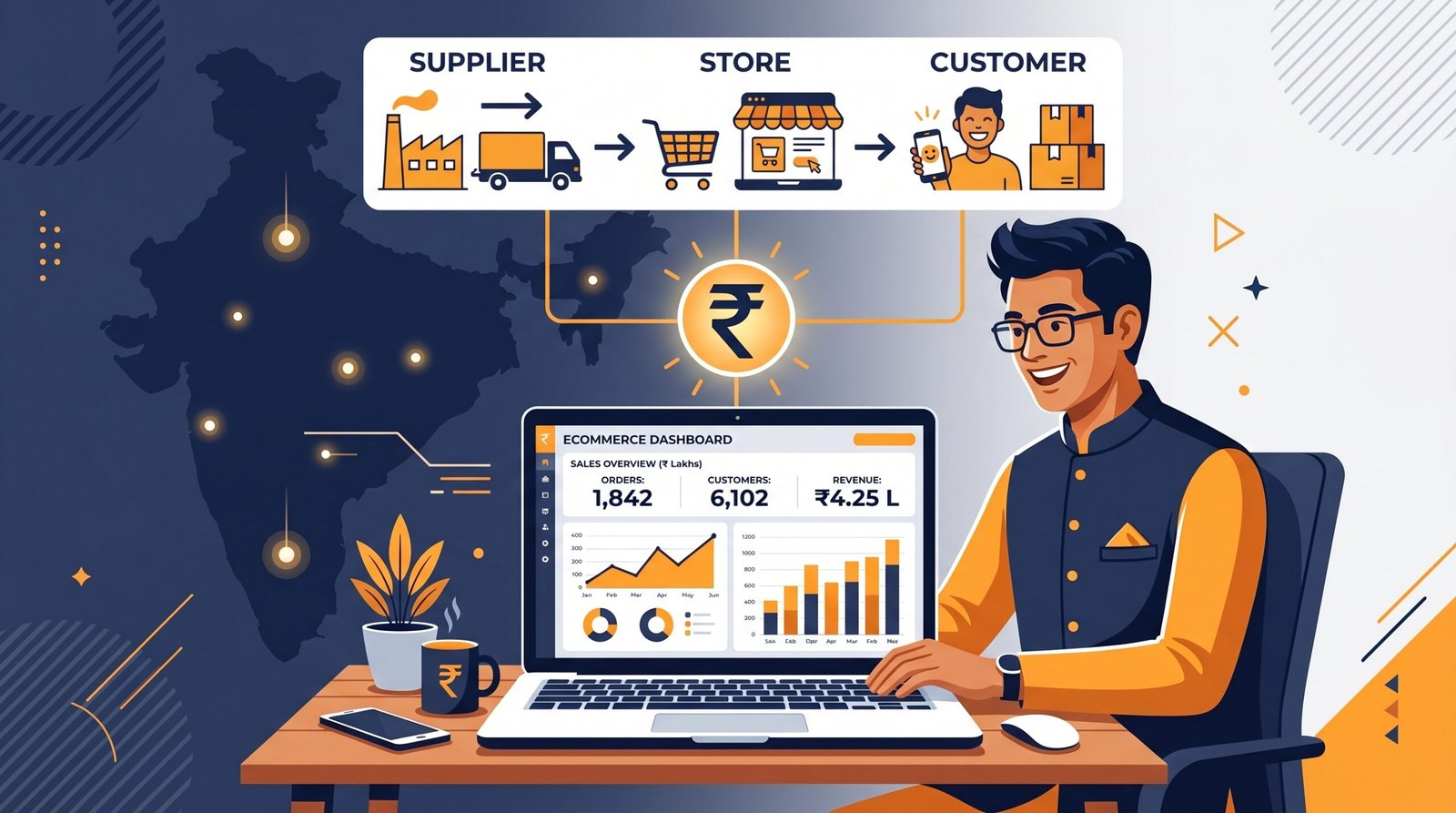 Dropshipping business India 2026 — Indian entrepreneur working on ecommerce store from home