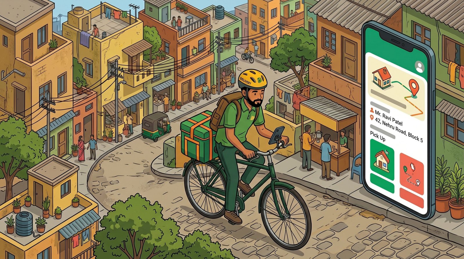 Earn money offering local tiffin delivery services in India — delivery person on bicycle with tiffin box