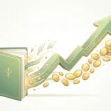 Illustration of a book transforming into a rising growth chart with coins, representing investing knowledge and wealth creation in India.