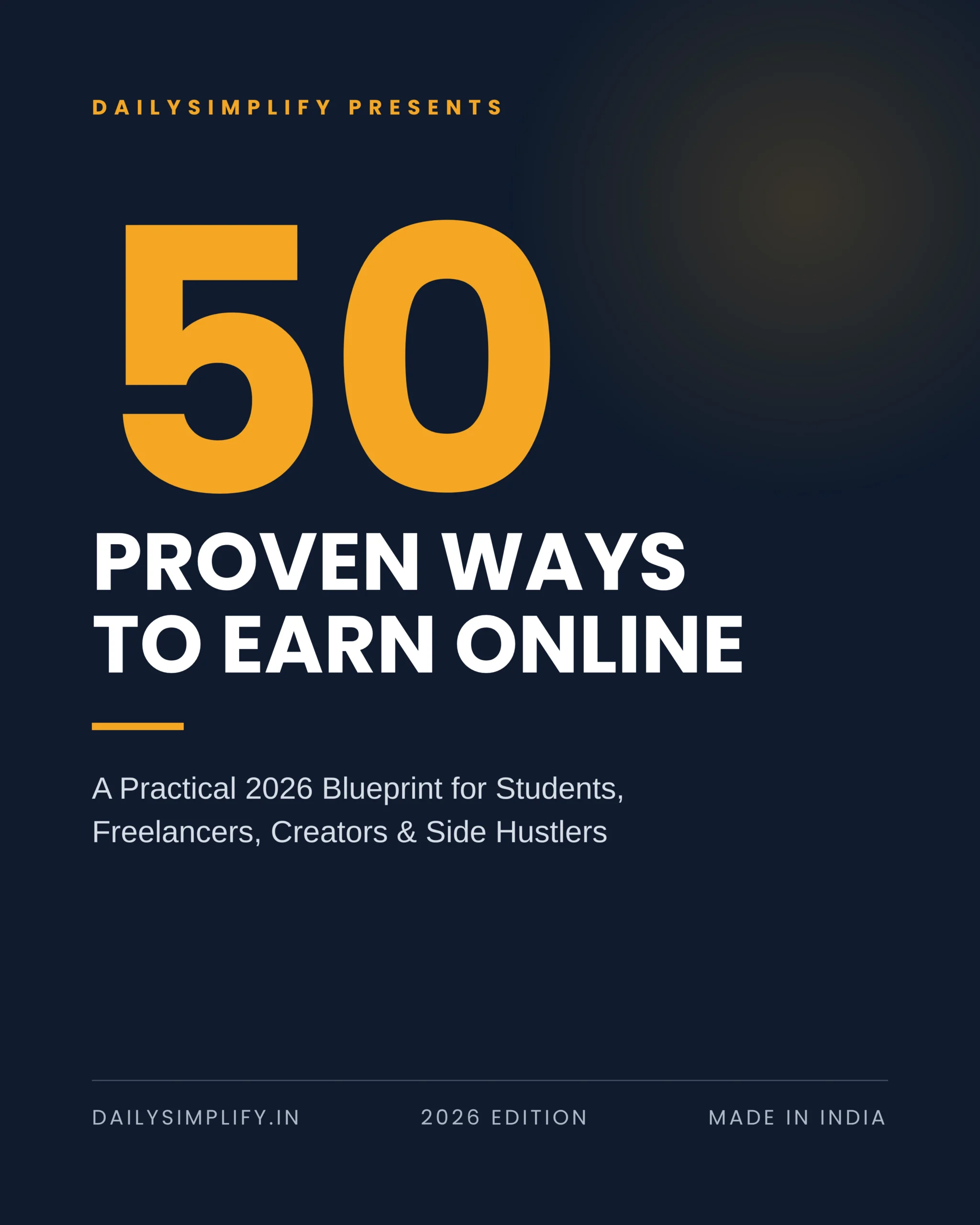 50 Proven Ways to Earn Online ebook cover – DailySimplify 2026 guide